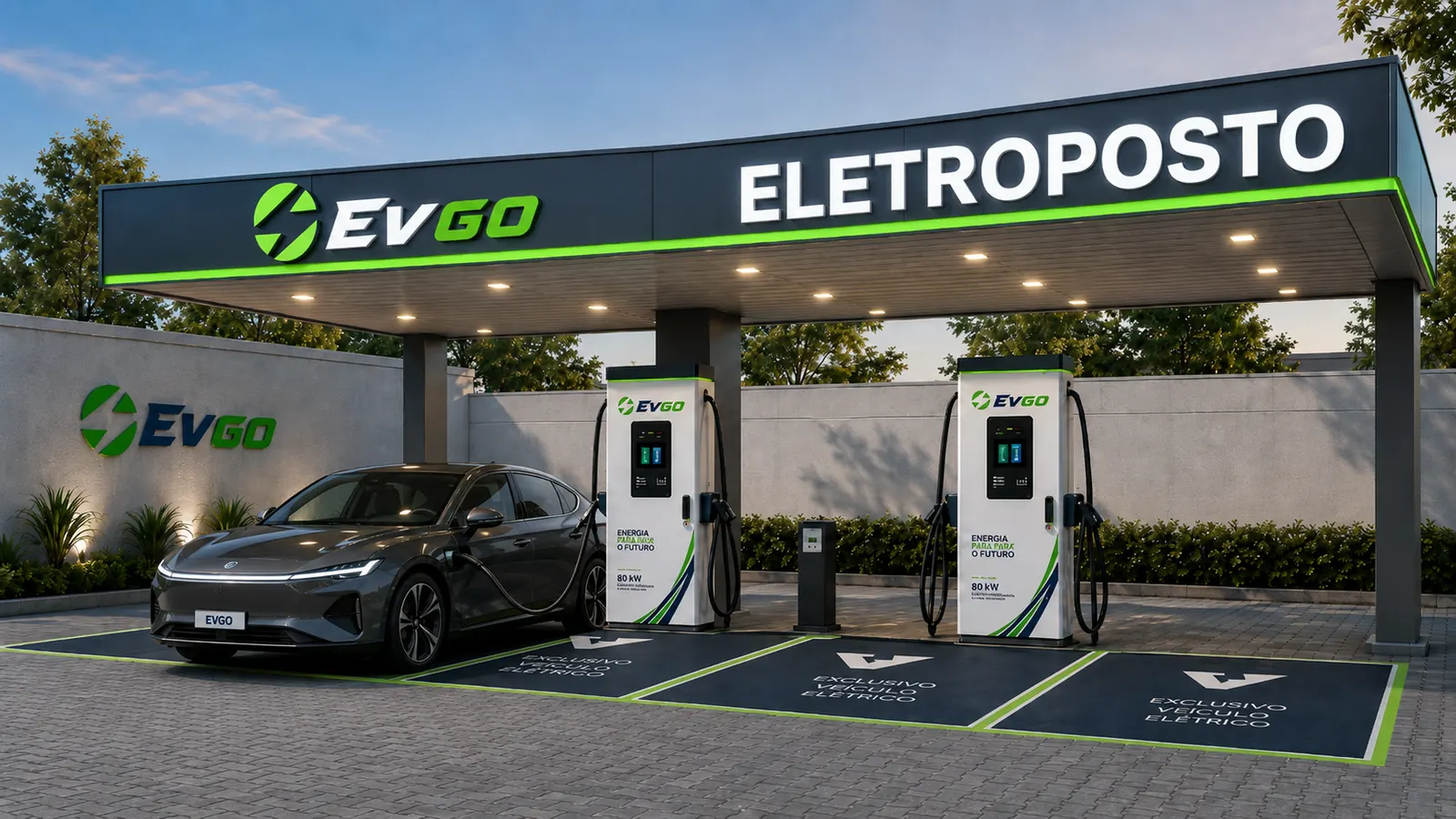 Franqueado EVGO em ponto de recarga de veículos elétricos